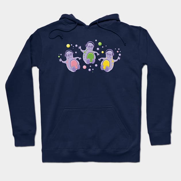 Monster friends listening to music Hoodie by Catdog